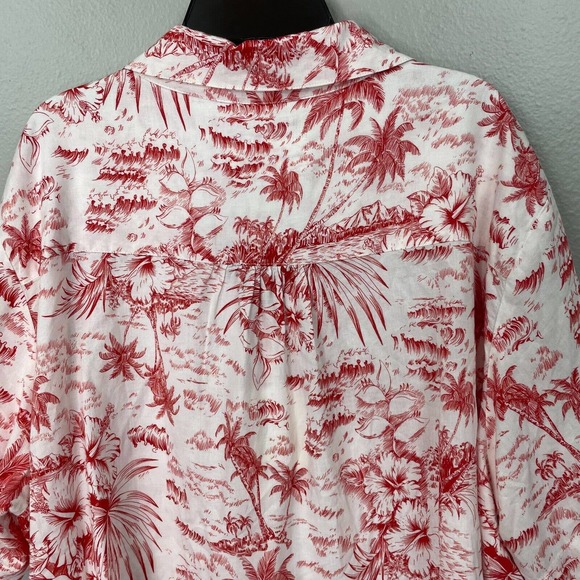 THE GREAT Red and White Palm Women's Top - Picture 7 of 11